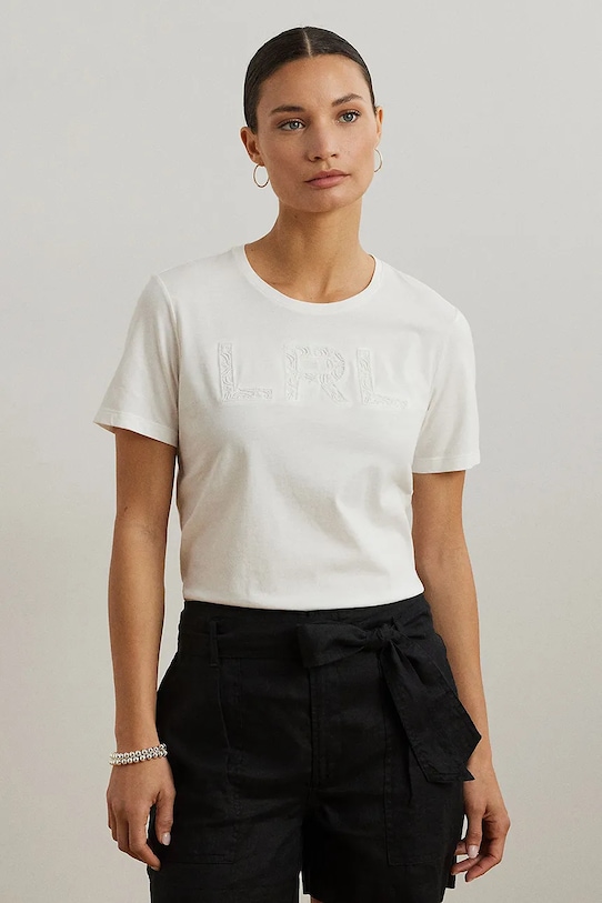 

Хлопковая футболка Lauren Ralph Lauren, белый