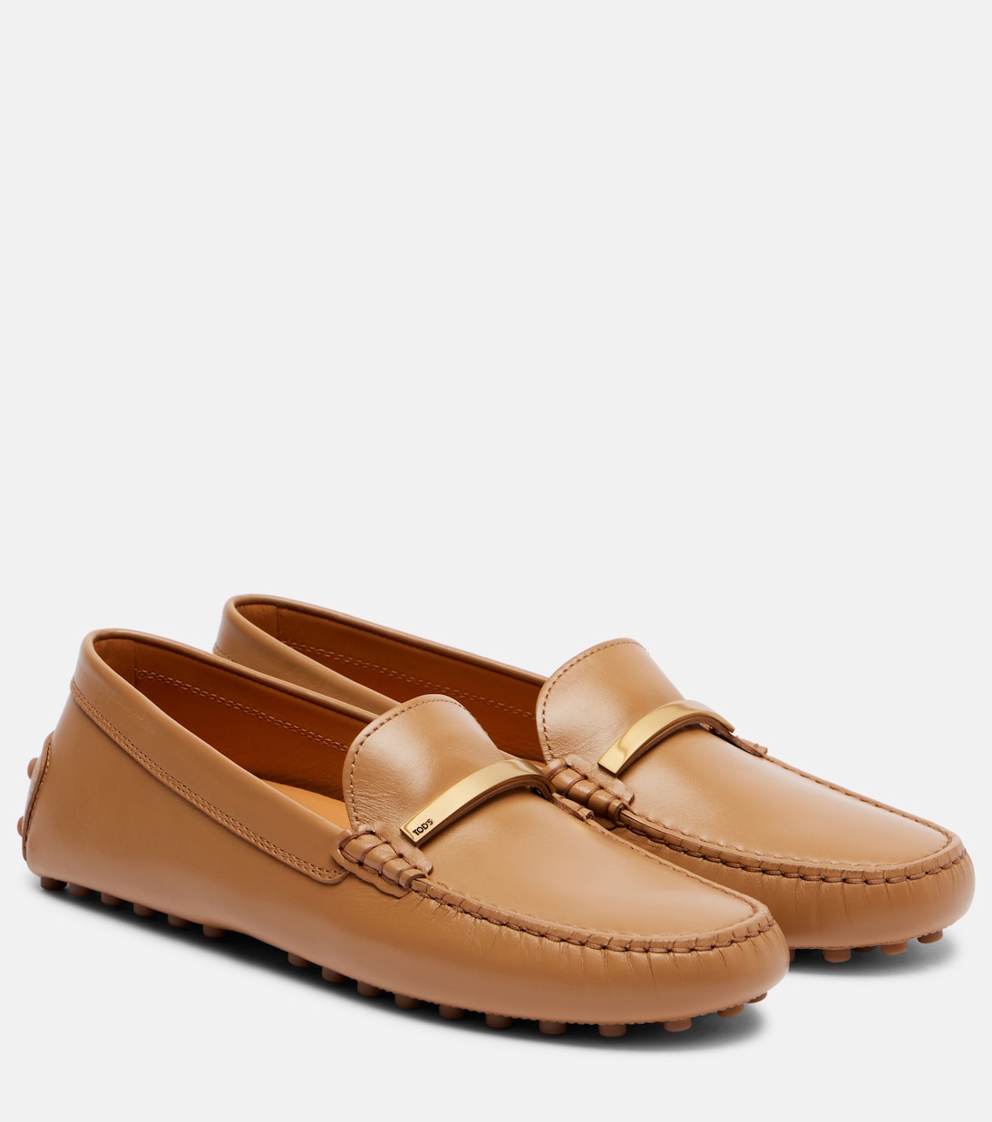 Лоферы из кожи с декоративными элементами Gommino Tod's, Cammello Chiaro