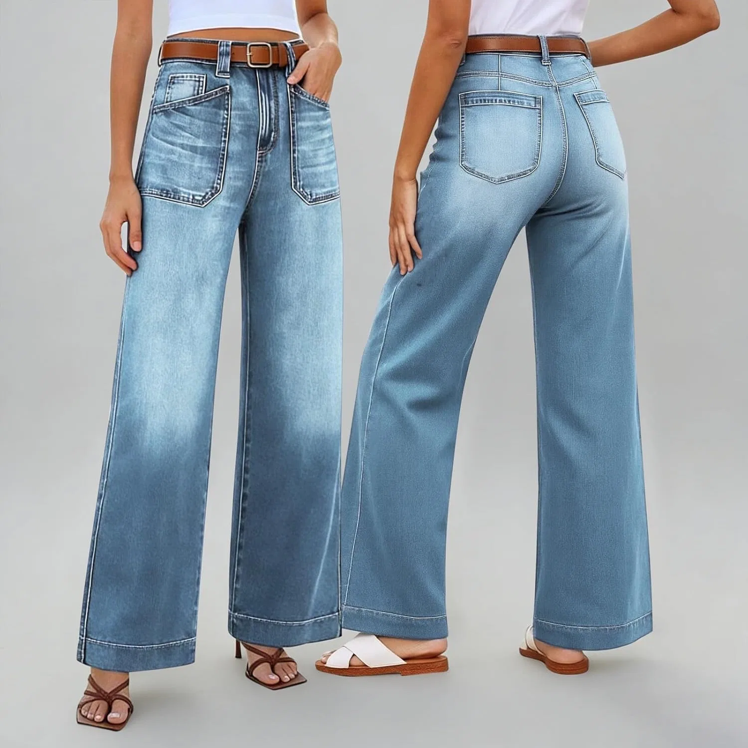Джинсы Wide Leg, A02 Bu3 — фото 3