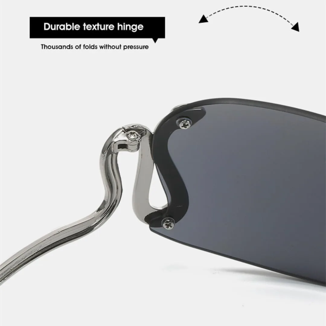 

Солнцезащитные очки без оправы для женщин и мужчин, роскошная металлическая оправа с отделкой под змеиную кожу, защита от УФ-излучения UV400 UATXTAU, Silver Tea Pink