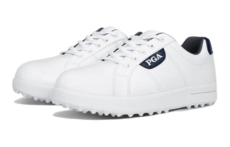 Амортизирующие износостойкие низкие гольф-ботинки Unisex White PGA, White Blue — фото 3