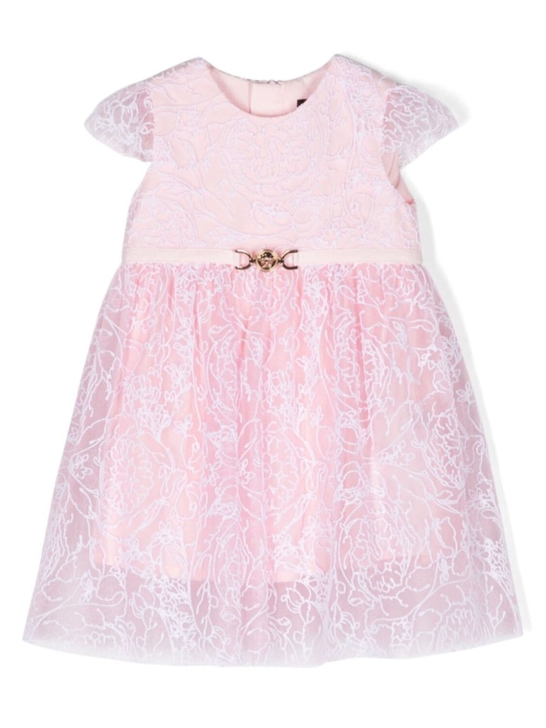 

Versace Kids платье Barocco Flocked из тюля, розовый