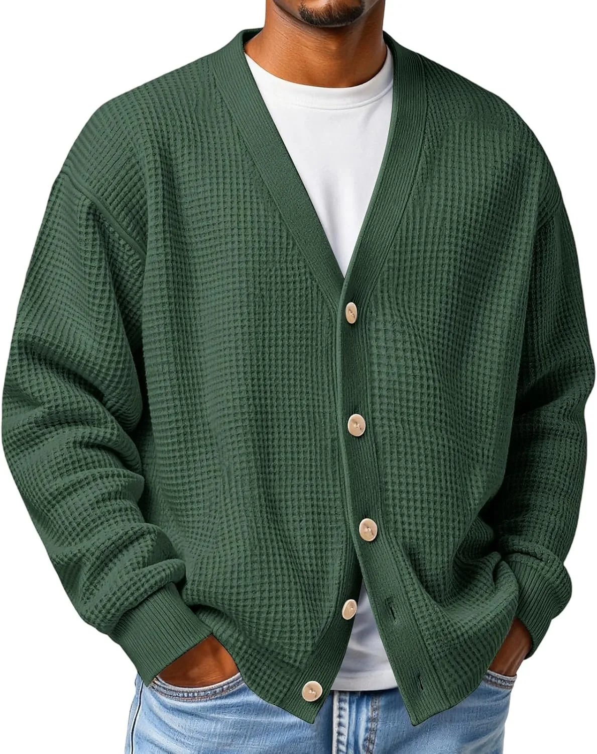 

Мужской кардиган с фактурной вафельной вязкой Kenvina