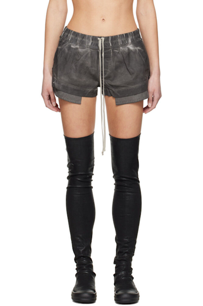 

Серые шорты-боксеры Hollywood Fog из денима Rick Owens DRKSHDW