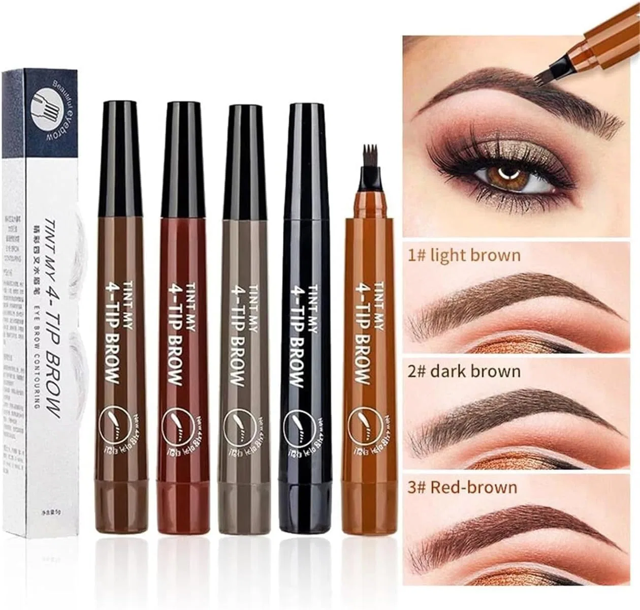 Водостойкий карандаш для бровей и бороды «Magic Eyebrow Enhancing Pen» от Nexavale Pelinuar, Black — фото 3