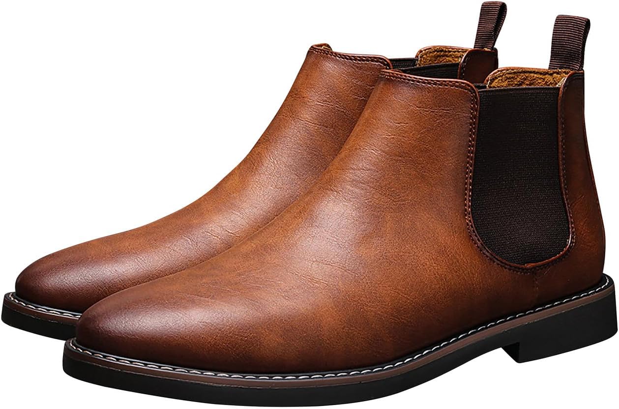 

Мужские ботинки Santimon Mens Chelsea, повседневные замшевые чукка вестерн-ковбойские ботинки до щиколотки, Tan