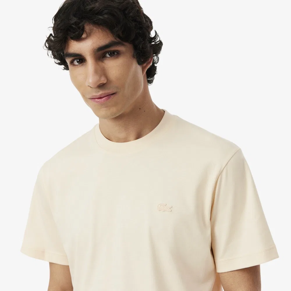 Мужская футболка Lacoste Paris Pack Interlock, хлопок 100%, цвет айвори — фото 2