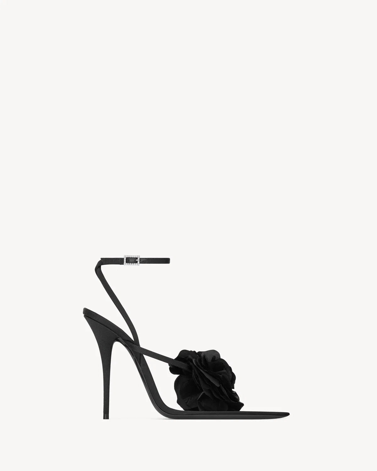 Босоножки TRIANON из атласного крепа SAINT LAURENT, черный