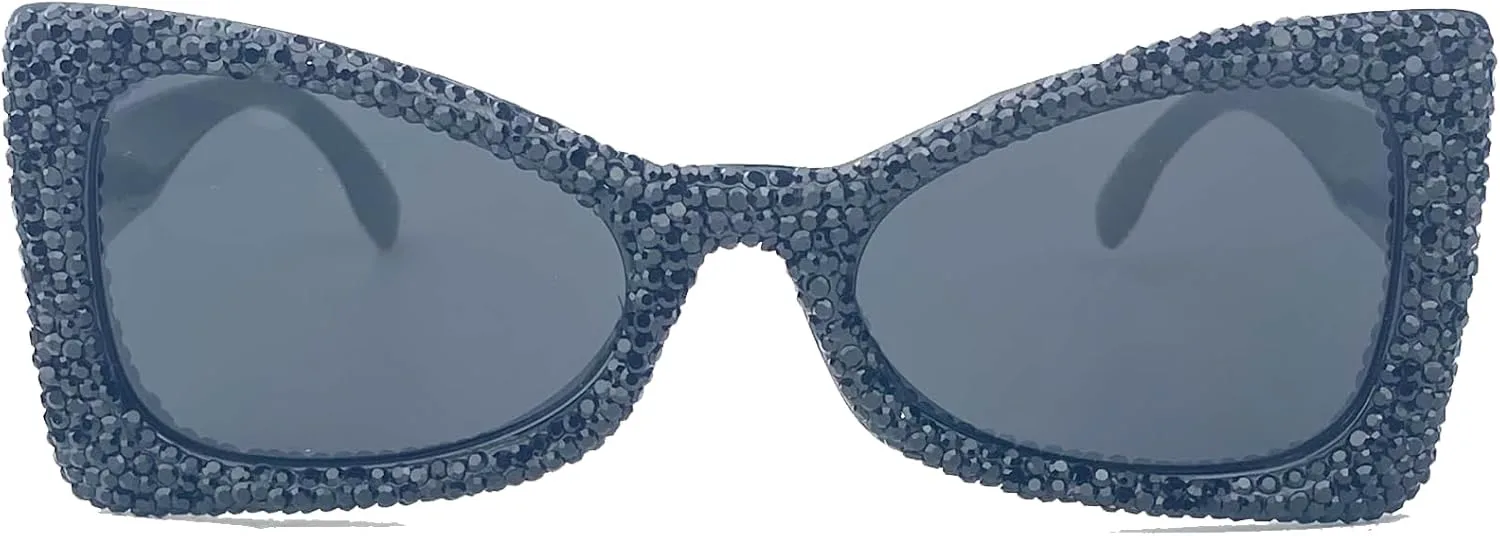 

Солнцезащитные очки Crystal Diamond Sunglasses Women Rhinestone Butterfly Sunglasses Vintage Female Sparkling Party Sunglasses Eyewear mincl, 2pcs-black&champagne
