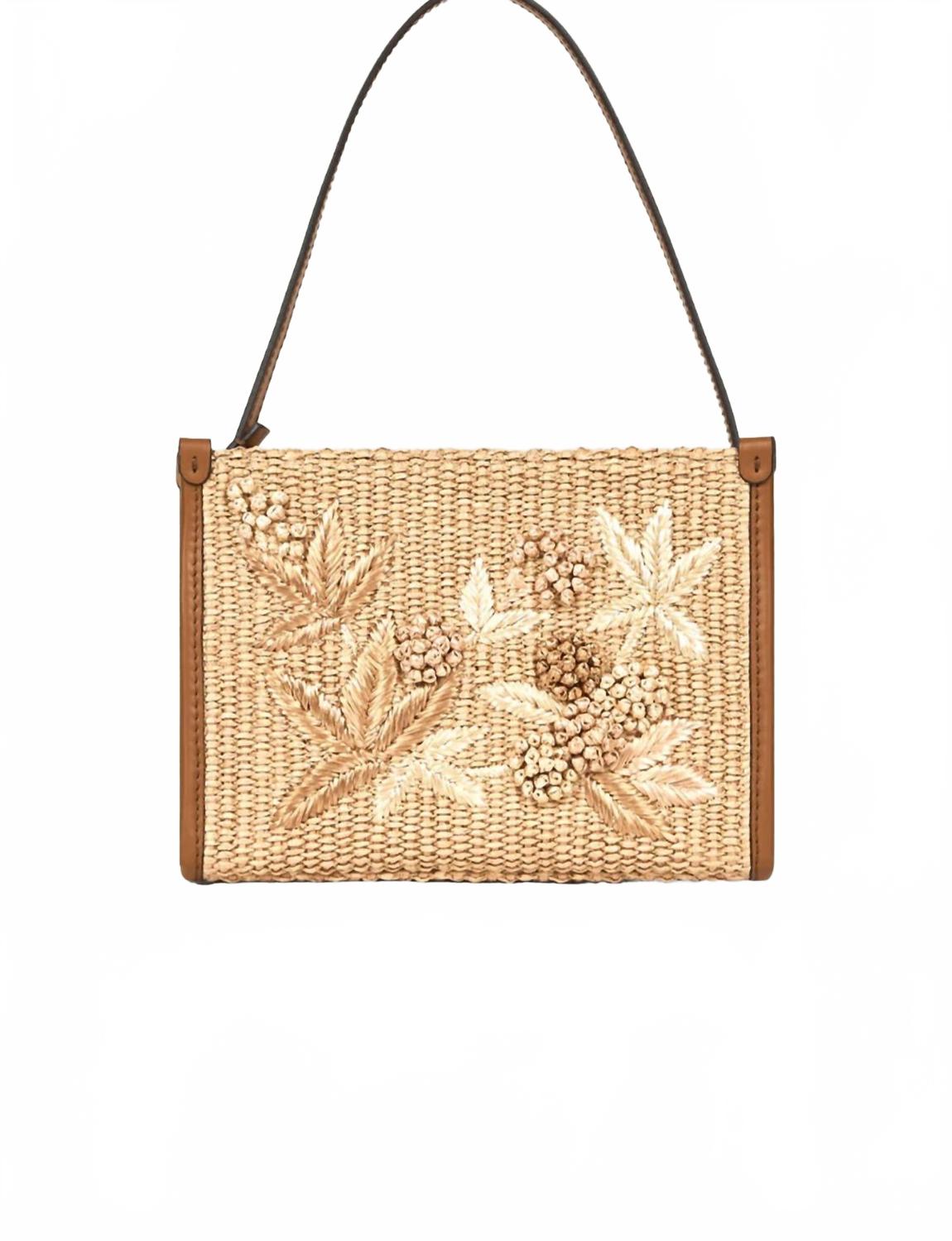 

Женская вышитая сумка из плетеной соломки натурального белого цвета Etro