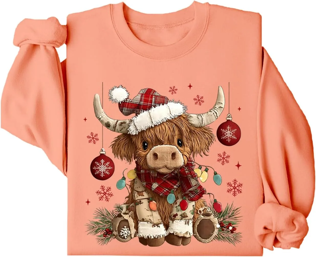 

Свитшот с рождественской коровой Highland Cow Racsea