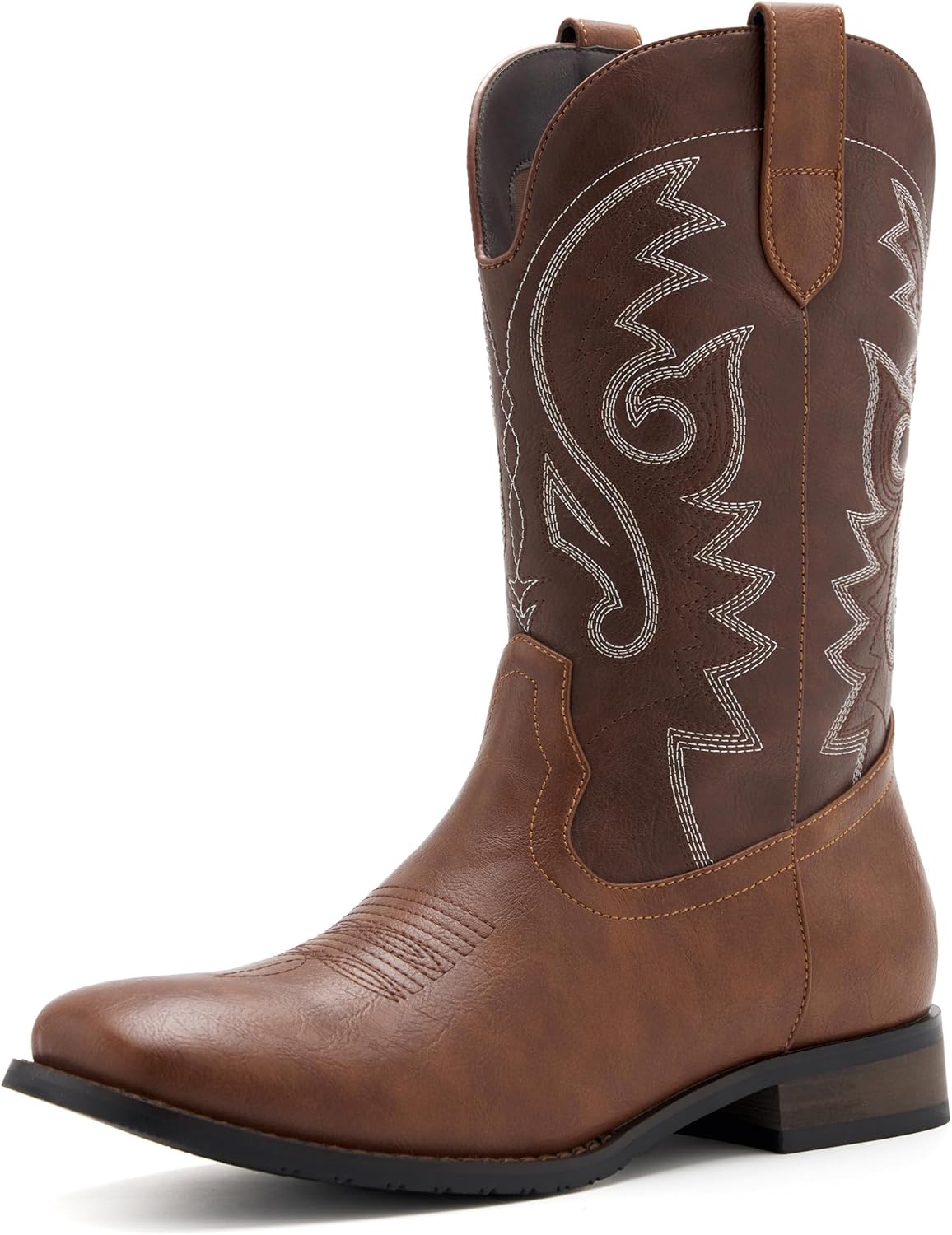 

Ковбойские сапоги для мужчин Классические вышитые вестерн-сапоги С противоскользящей подошвой Квадратный носок Толстый каблук Ботинки до щиколотки Прочные и модные Ретро короткие сапоги Vodvob, темно-коричневый