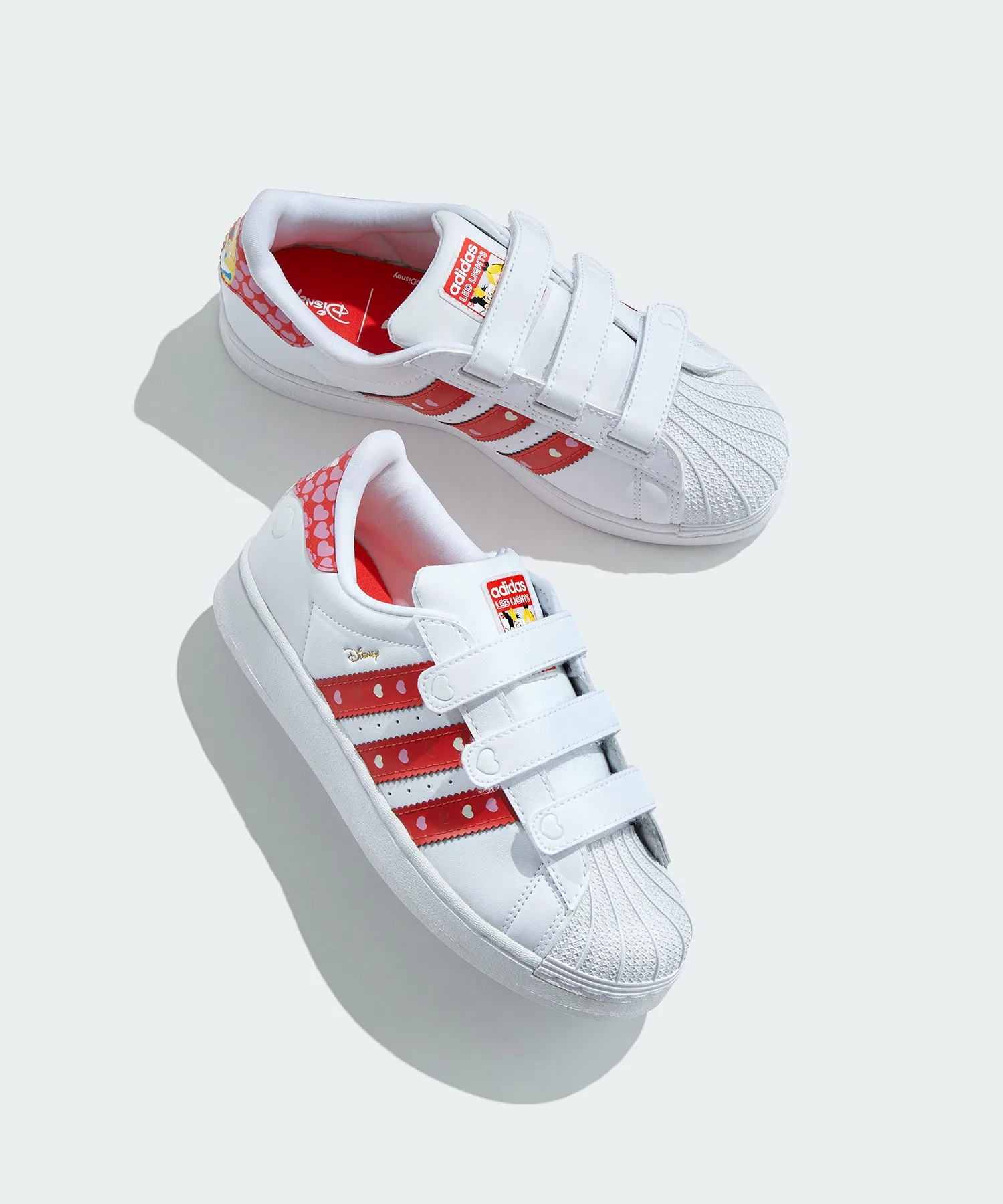 Детские кроссовки Adidas Disney Superstar LED Lights Comfort Closure бело-красные