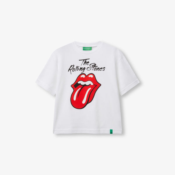 

Футболка из хлопкового джерси с принтом The Rolling Stones, 6-14 лет Benetton, серый