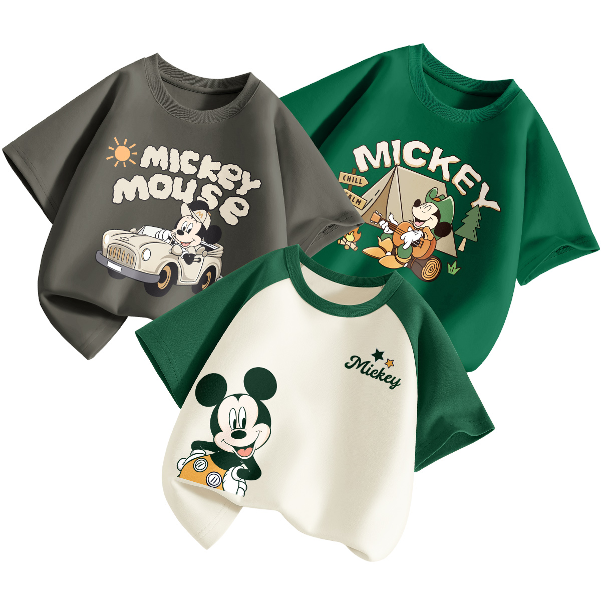 

Футболка 3 шт, для детей 3-7 лет Disney, белый/зеленый