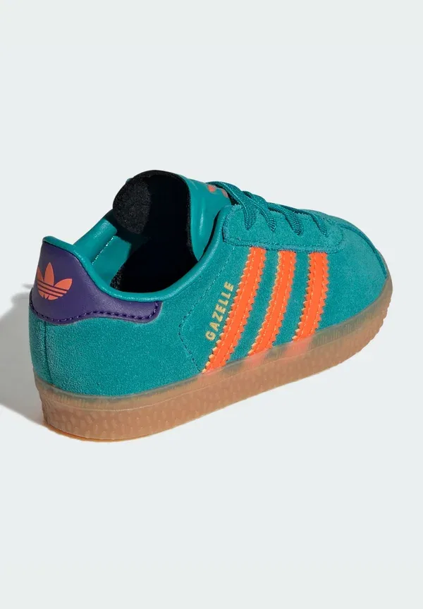 Детские кроссовки Gazelle Adidas Originals, чистый бирюзовый, оранжевый, фиолетовый — фото 4