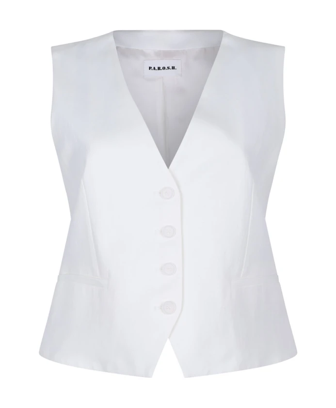 

Жилет без рукавов кремового цвета с V-образным вырезом P.A.R.O.S.H., бежевый