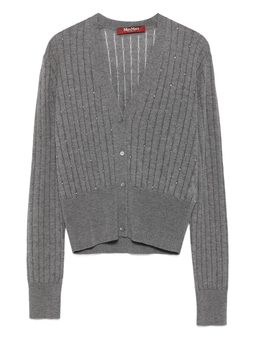 

Кардиган в рубчик с декоративным узором MAX MARA, серый