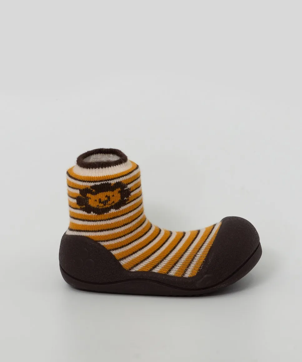 

Хлопковые пинетки для малыша в желто-коричневую полоску Attipas