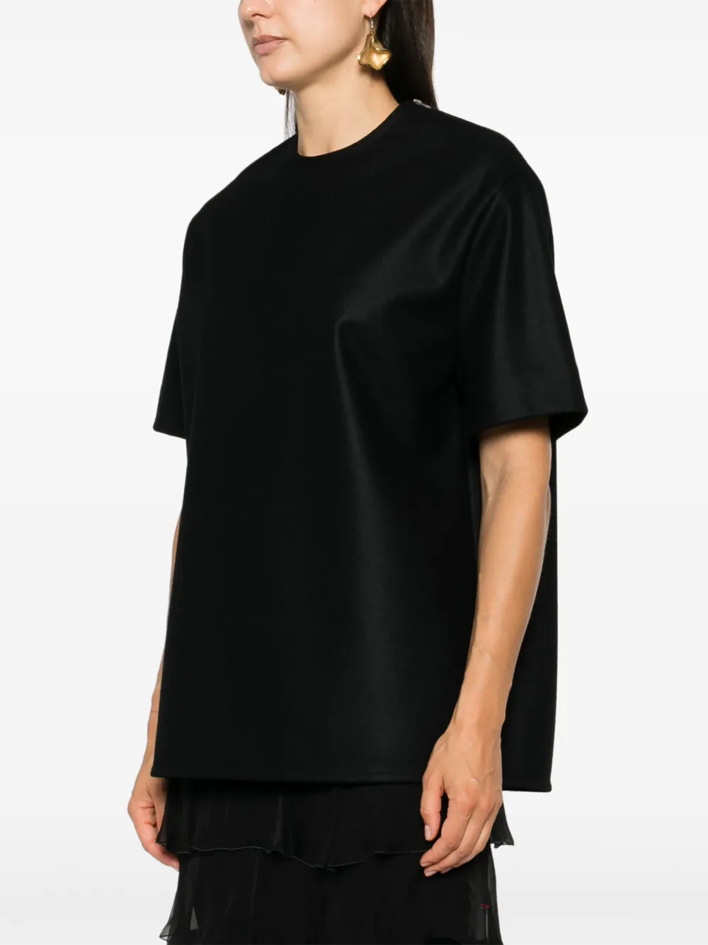 Шерстяная футболка JIL SANDER, черный — фото 3
