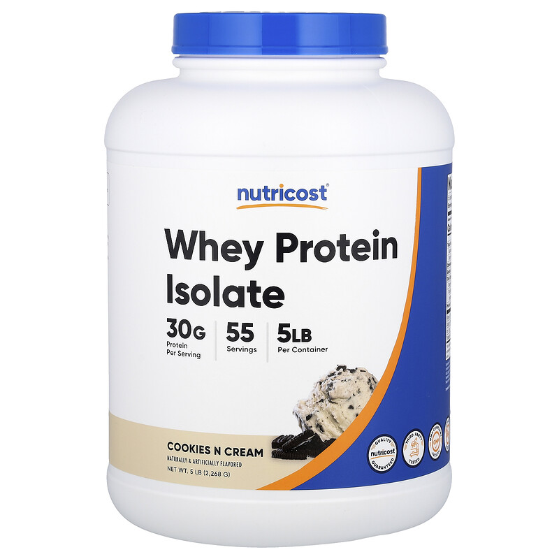 

Nutricost, изолят сывороточного протеина, печенье и крем, 2268 г (5 фунтов)