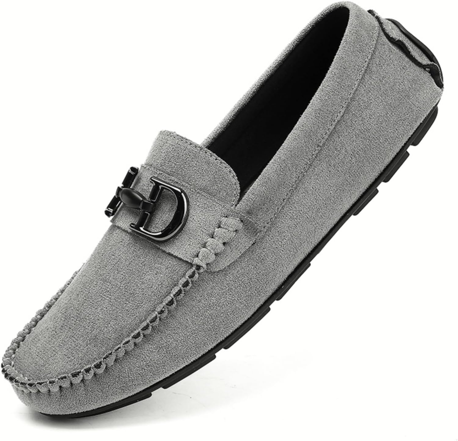 

Мужские лоферы без шнурков, мягкая замшевая кожа, металлическая пряжка, классические, легкие, удобные, повседневные, нескользящие, для ходьбы, работы в офисе, встреч и путешествий Yrzhgdl, серый