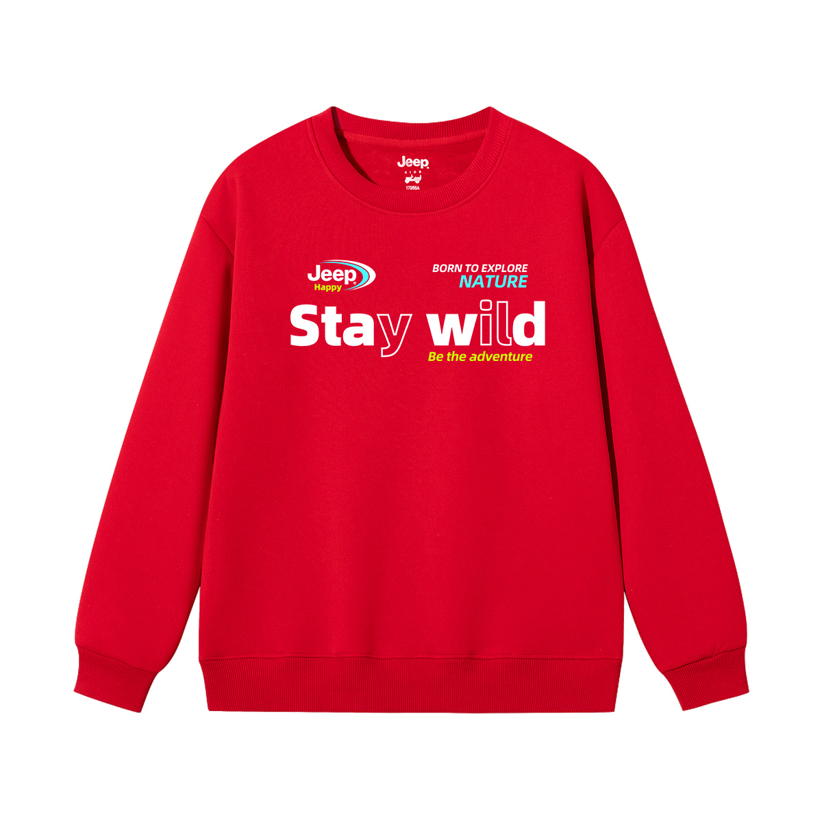 

Детская толстовка с круглым вырезом утолщенная Jeep, new year красный fleece-lined