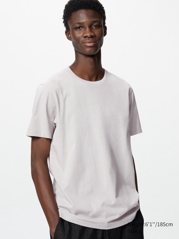 

Футболка с круглым вырезом из 100% хлопка supima Uniqlo, цвет 02 серый