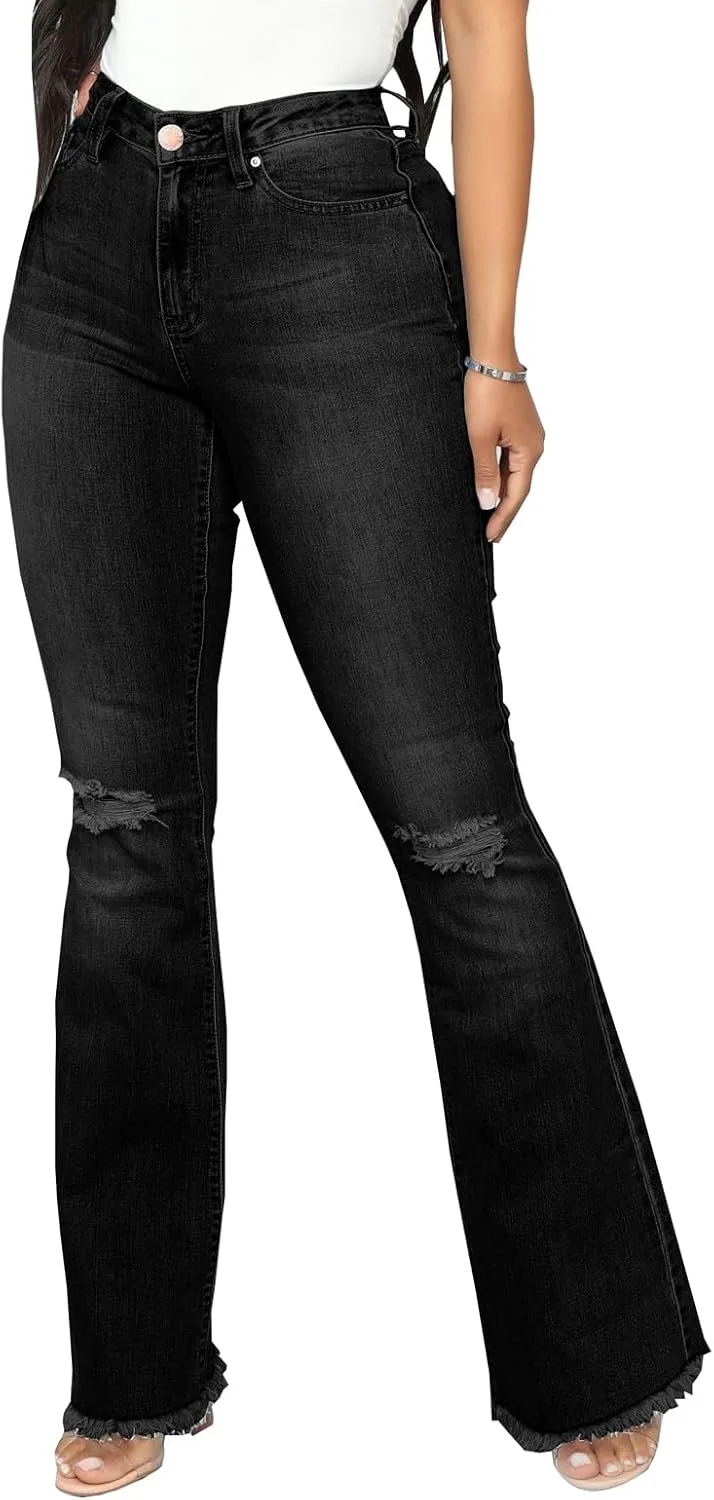 

Женские джинсы скинни bell bottom, эластичные, высокая талия, клеш shengfan