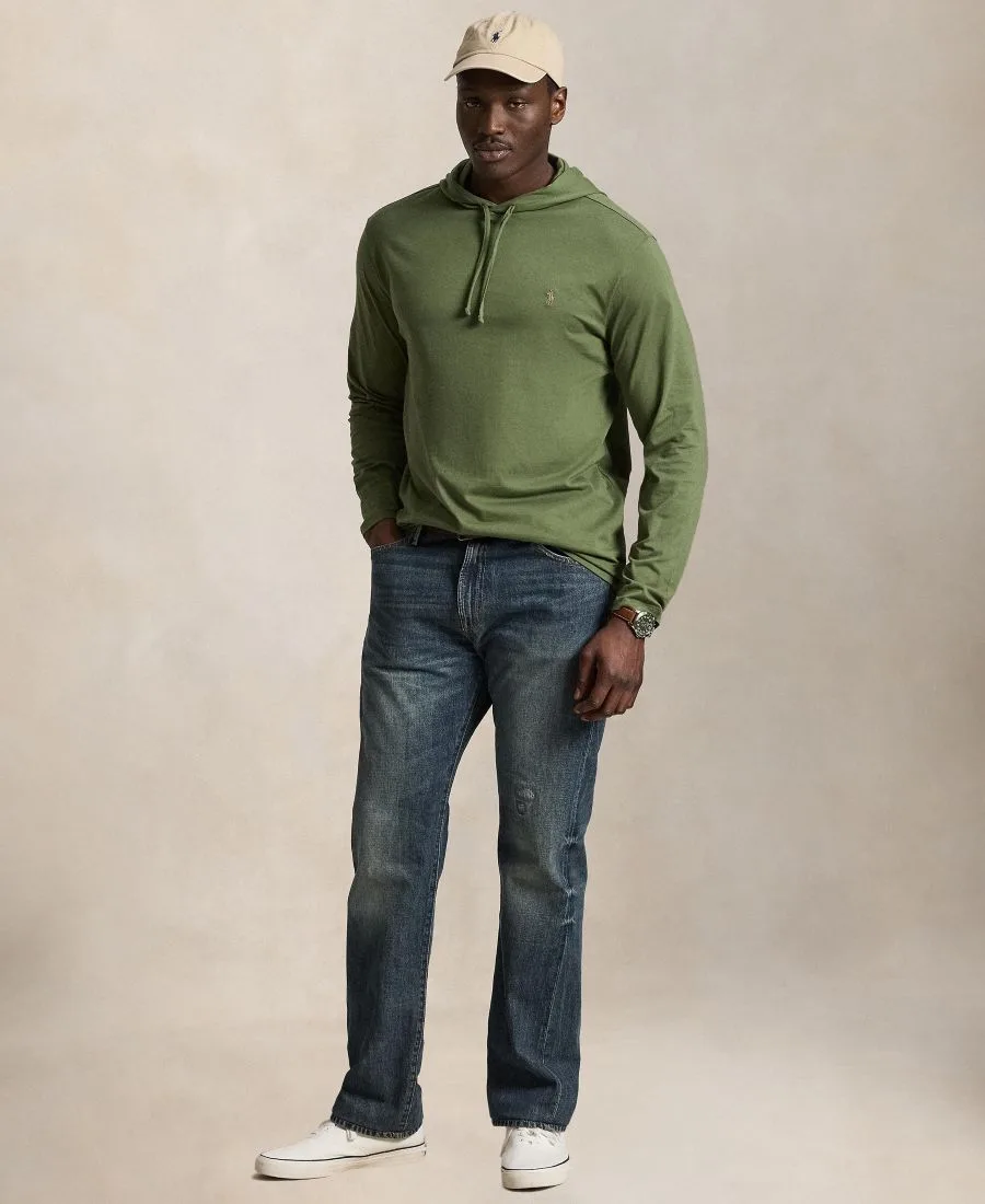 Мужская футболка с длинными рукавами и капюшоном больших размеров Polo Ralph Lauren, supply оливковый — фото 3
