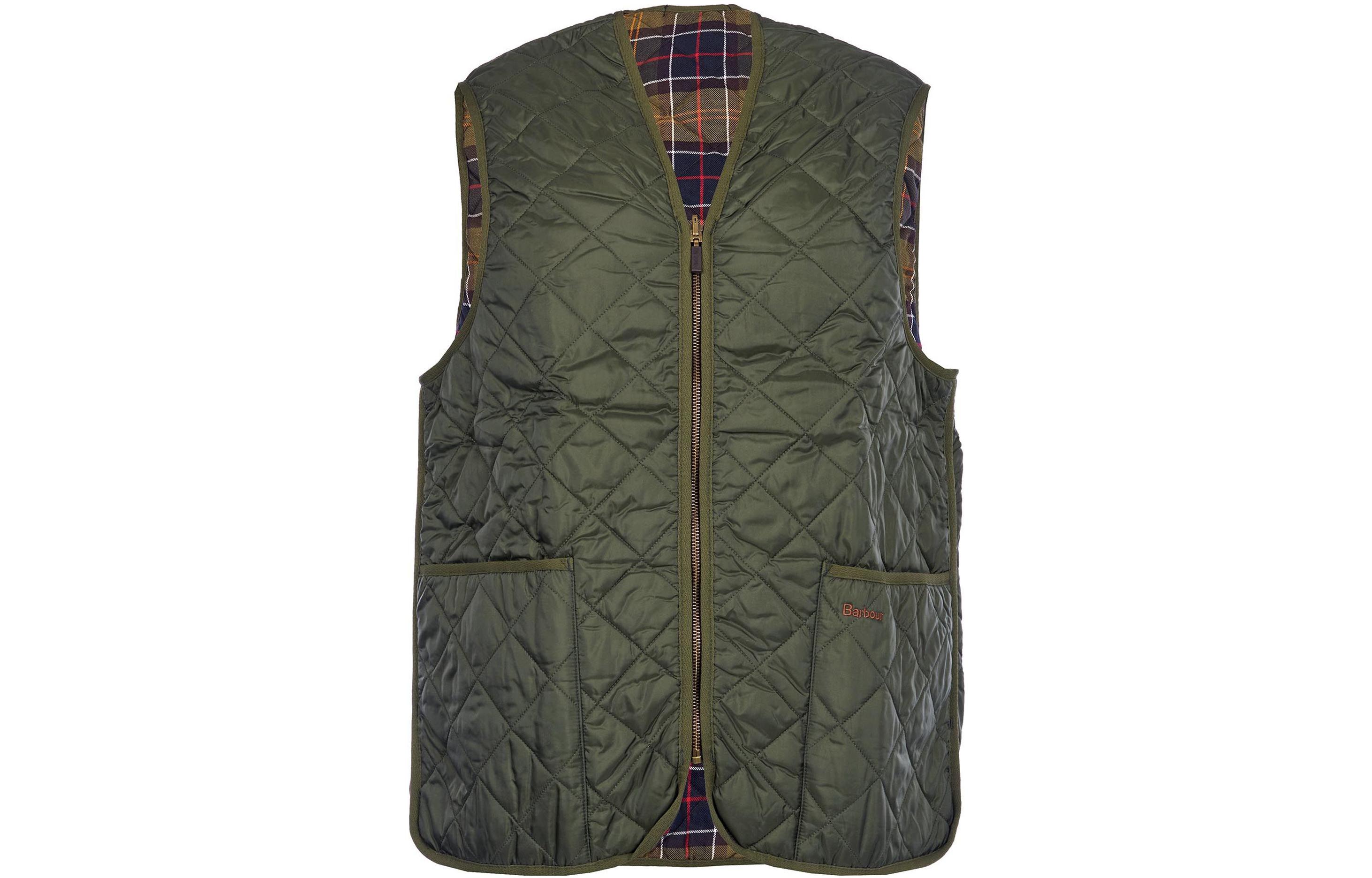 

Двусторонний клетчатый жилет на молнии BARBOUR, зеленый