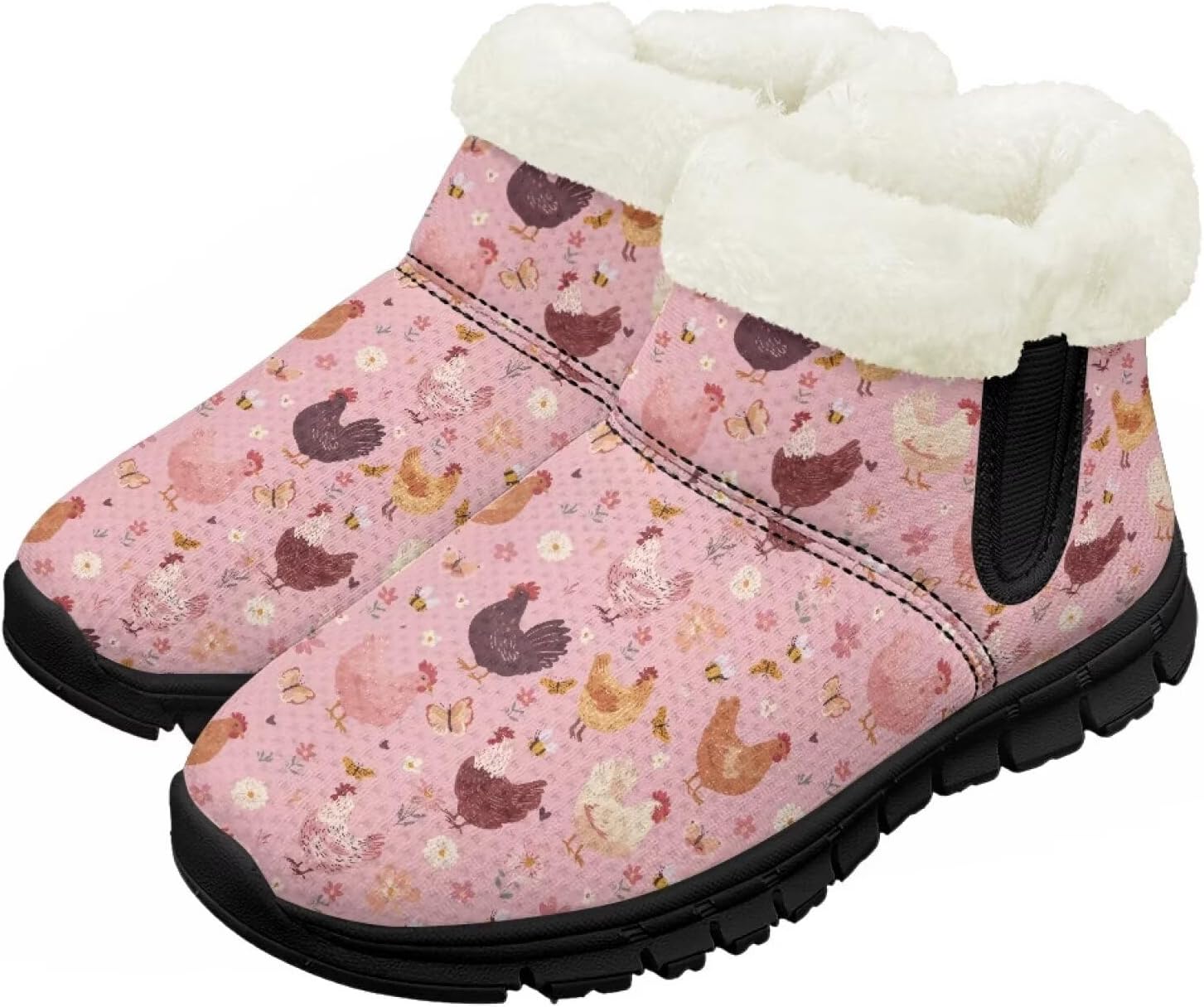 

Детские зимние ботинки Chririnla для девочек и мальчиков, утепленные ботильоны на меху, легкие слипоны, розовый