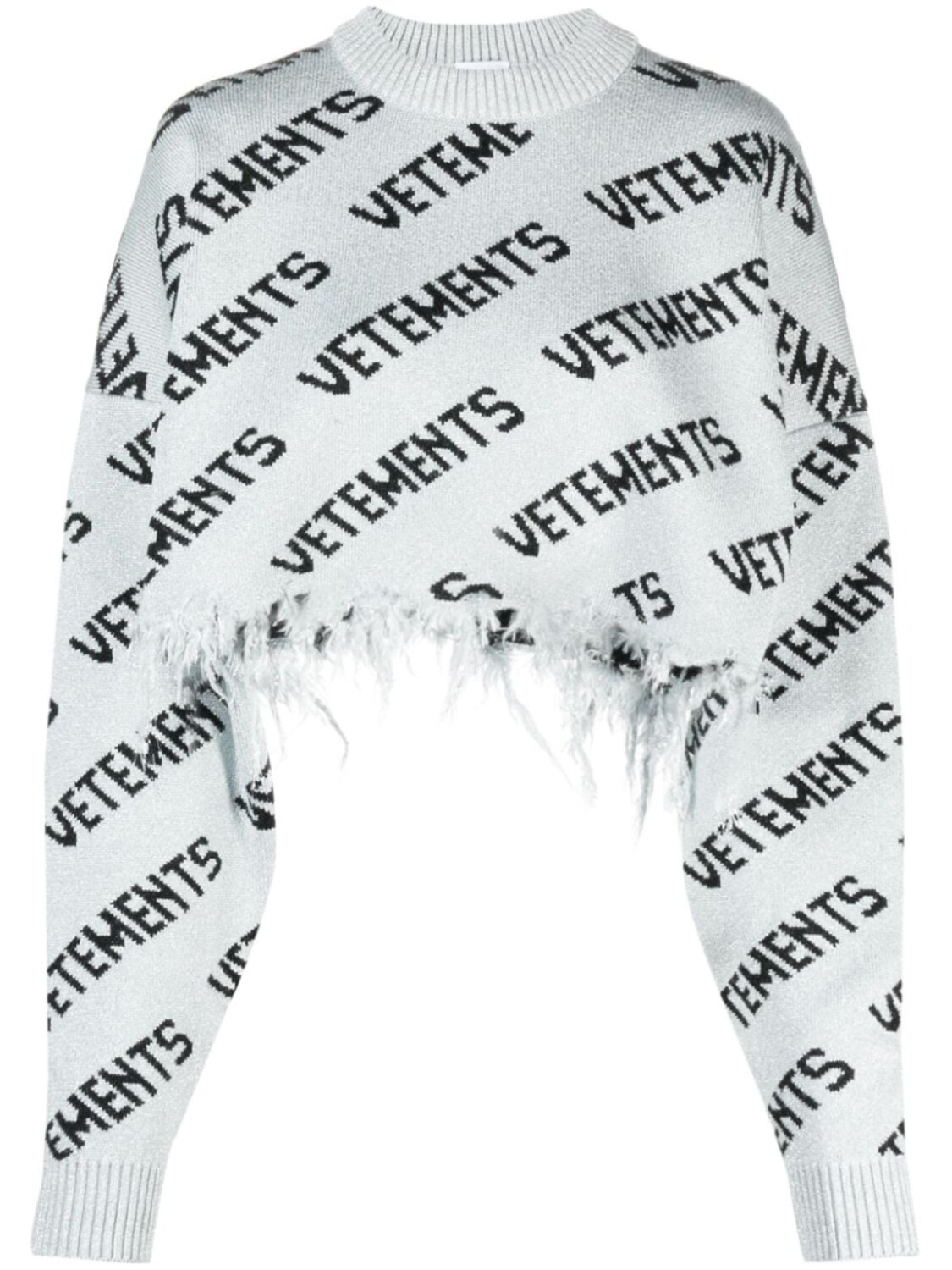 

VETEMENTS джемпер вязки интарсия с бахромой, серебристый