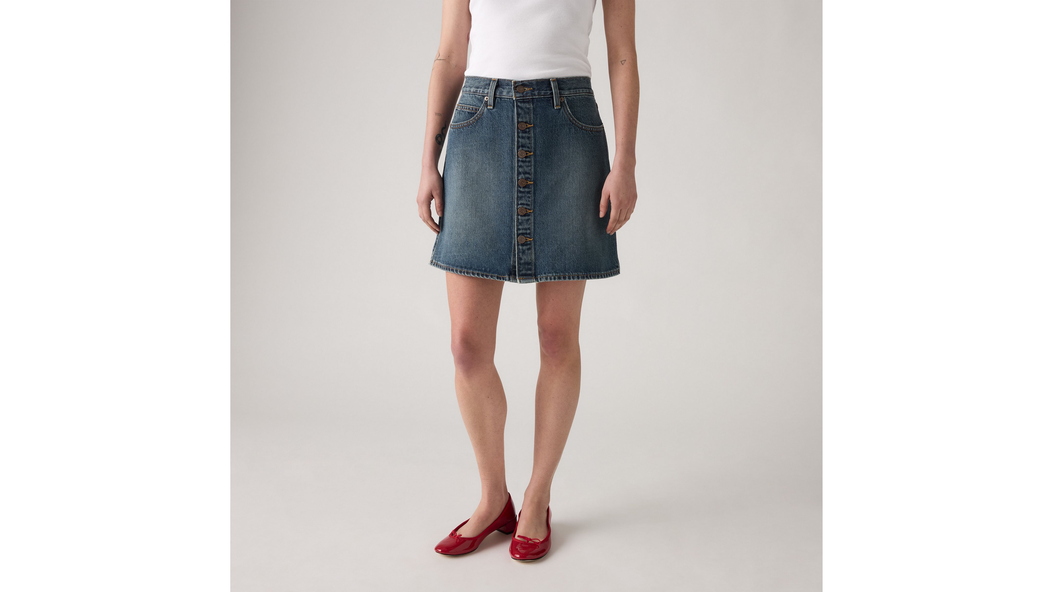 Юбка в стиле ретро с пуговицами спереди Levi's, Eight Track - Dark Wash — фото 2
