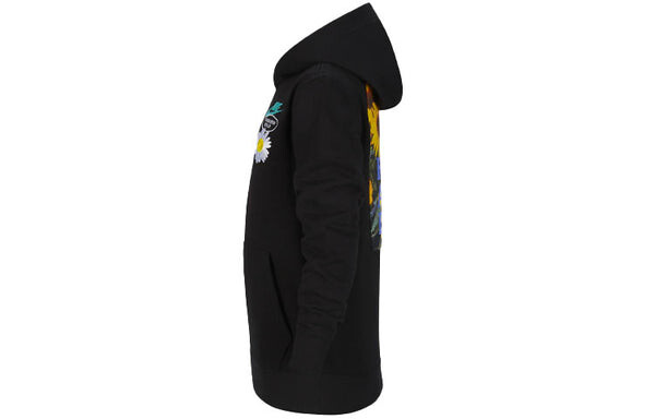 Толстовка solid color hooded flowers logo casual boy girls black Nike, черный — фото 3