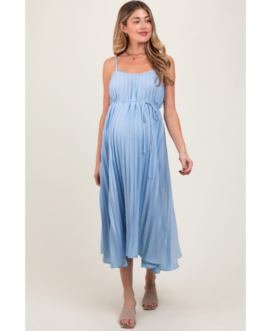 

Платье-миди для беременных, светло-голубое, с плиссировкой и поясом Pinkblush, Light blue