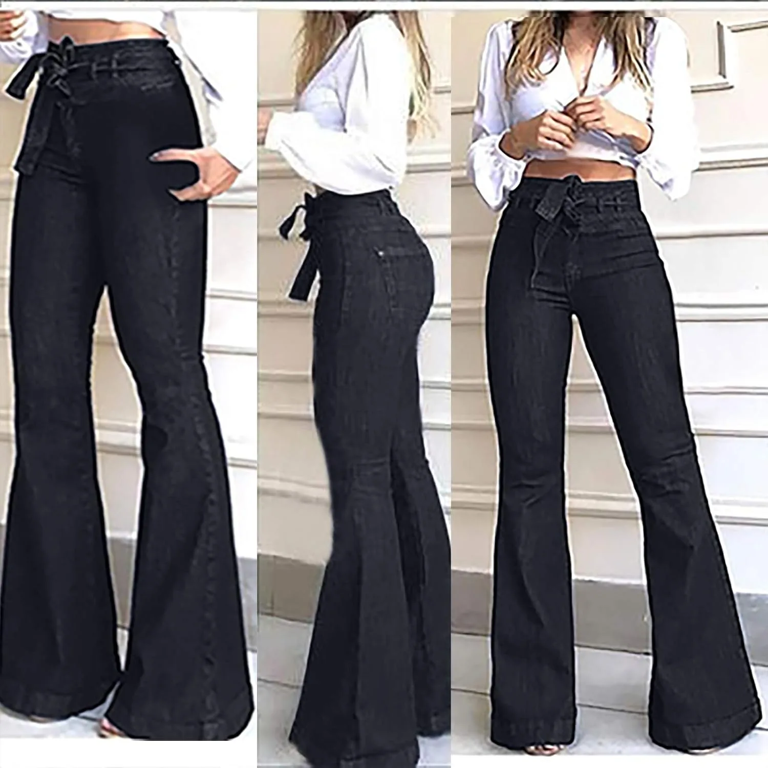 Джинсы женские High Waisted Bell Bottom, Stretch, Vintage — фото 2