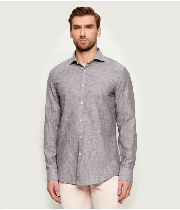 Льняная рубашка H-HANK-SP-B1-C1-261 slim fit Boss, серый — фото 3
