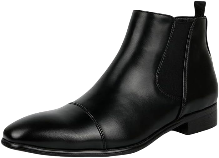 

Мужские классические ботинки Chelsea Santimon с закрытым носком, формальные, деловые, повседневные, удобные, на молнии, для офиса и вечеринки, черный