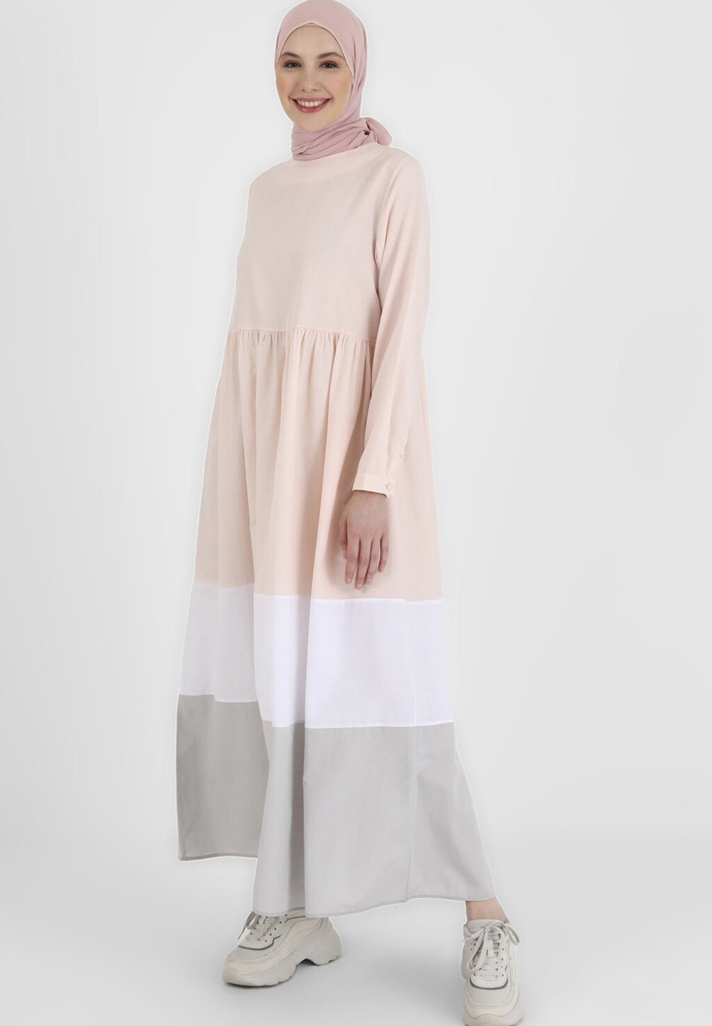 

Платье макси POWDER-CREW NECK-MODEST-REFKA Modanisa, мультиколор