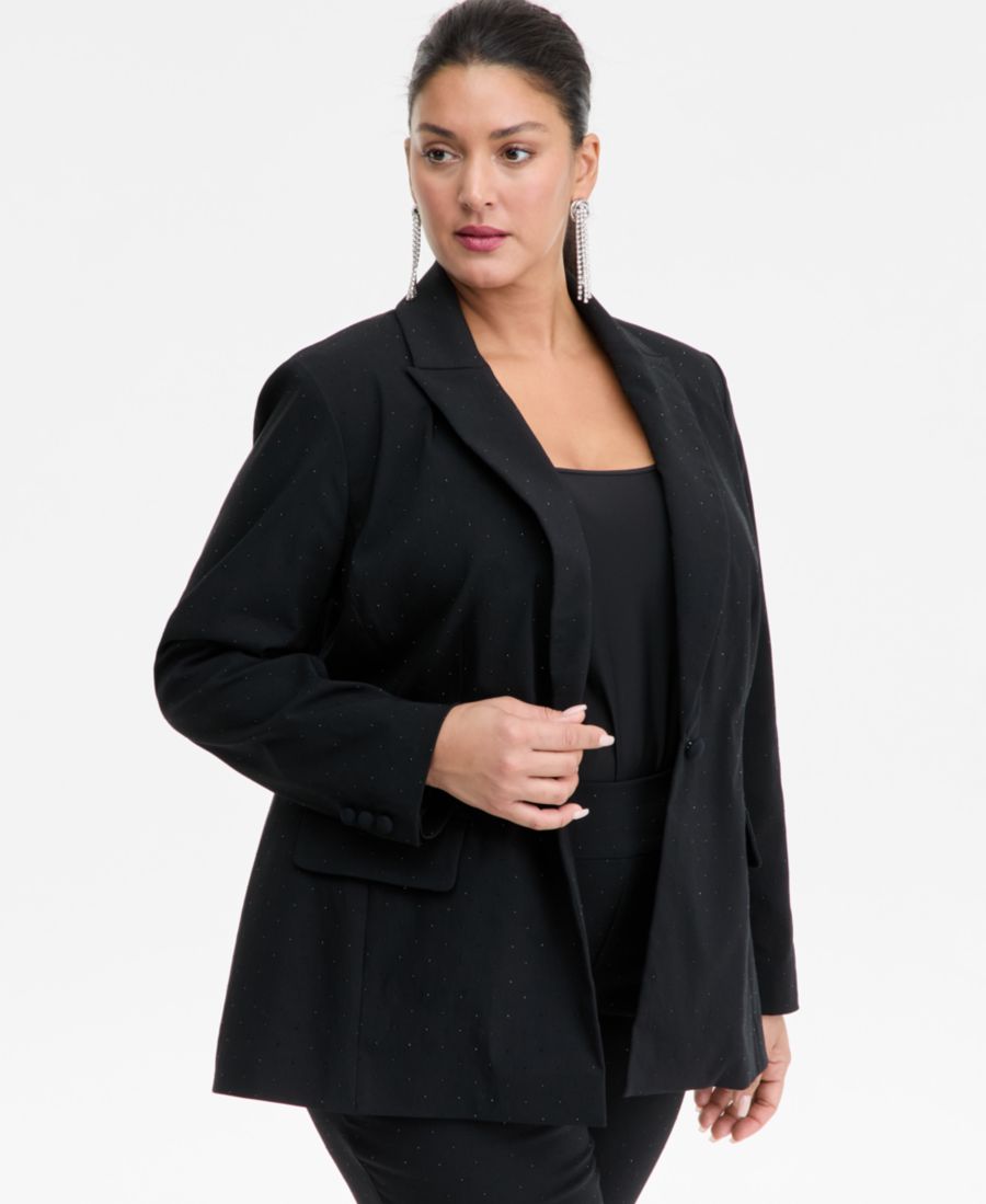 

Блейзер большого размера с заостренными лацканами и отделкой, эксклюзивно для Macy's INC International Concepts, Deep Black