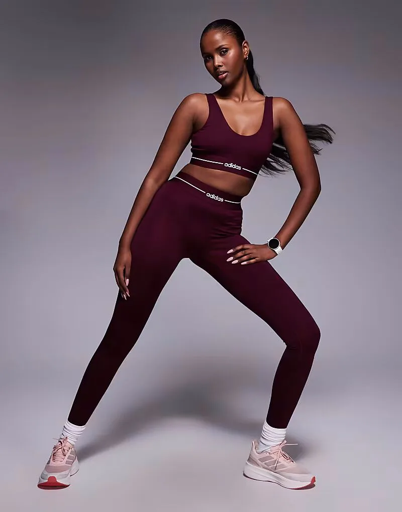 Adidas performance Леггинсы Adidas Training Hyperglam с прямым кроем, бордового цвета