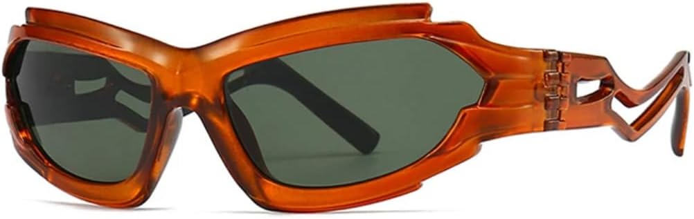 

Винтажные солнцезащитные очки «кошачий глаз» неправильной формы для женщин и мужчин, роскошные, с полыми дужками, защита от УФ-излучения UV400 UATXTAU, Orange Dark Green