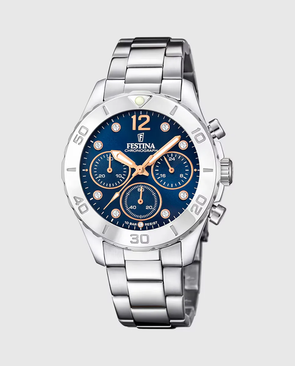 

F20603/3 Женские часы Boyfriend из серебряной стали Festina, серебряный