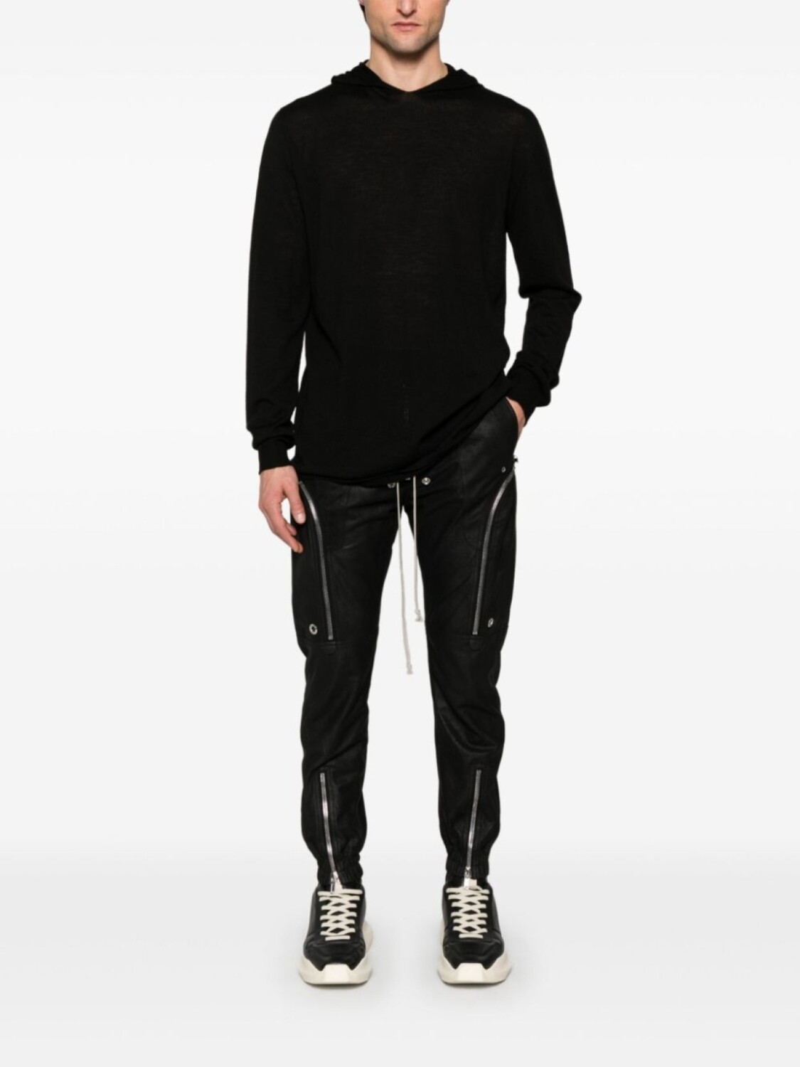 Толстовка с капюшоном тонкой вязки Rick Owens, черный — фото 2