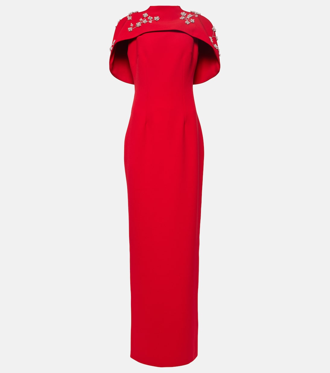 

Вышитое креповое платье с накидкой Safiyaa, Crimson With Glass Flower