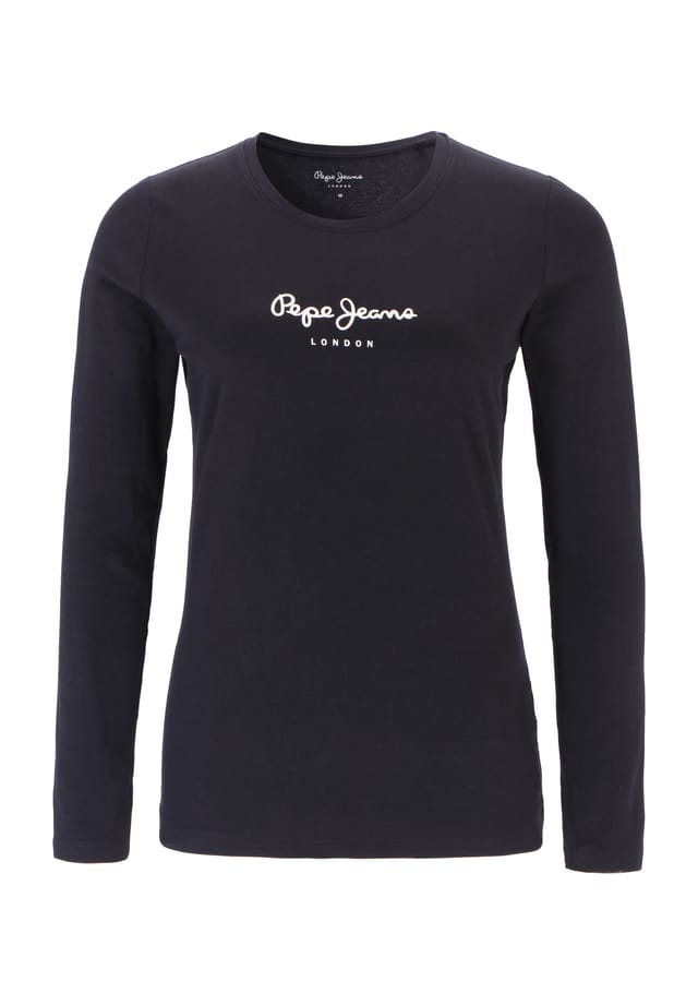 

Рубашка с длинными рукавами и круглым вырезом с логотипом Pepe Jeans, черный