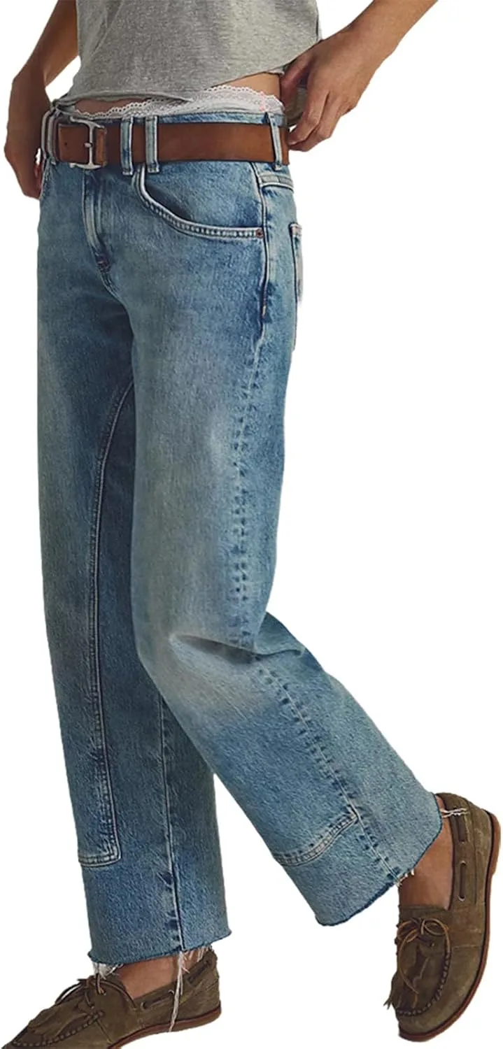 

Прямые джинсы для женщин Mid Rise, Vintage, Distressed, Tall, Slim Fit MRNYQBM