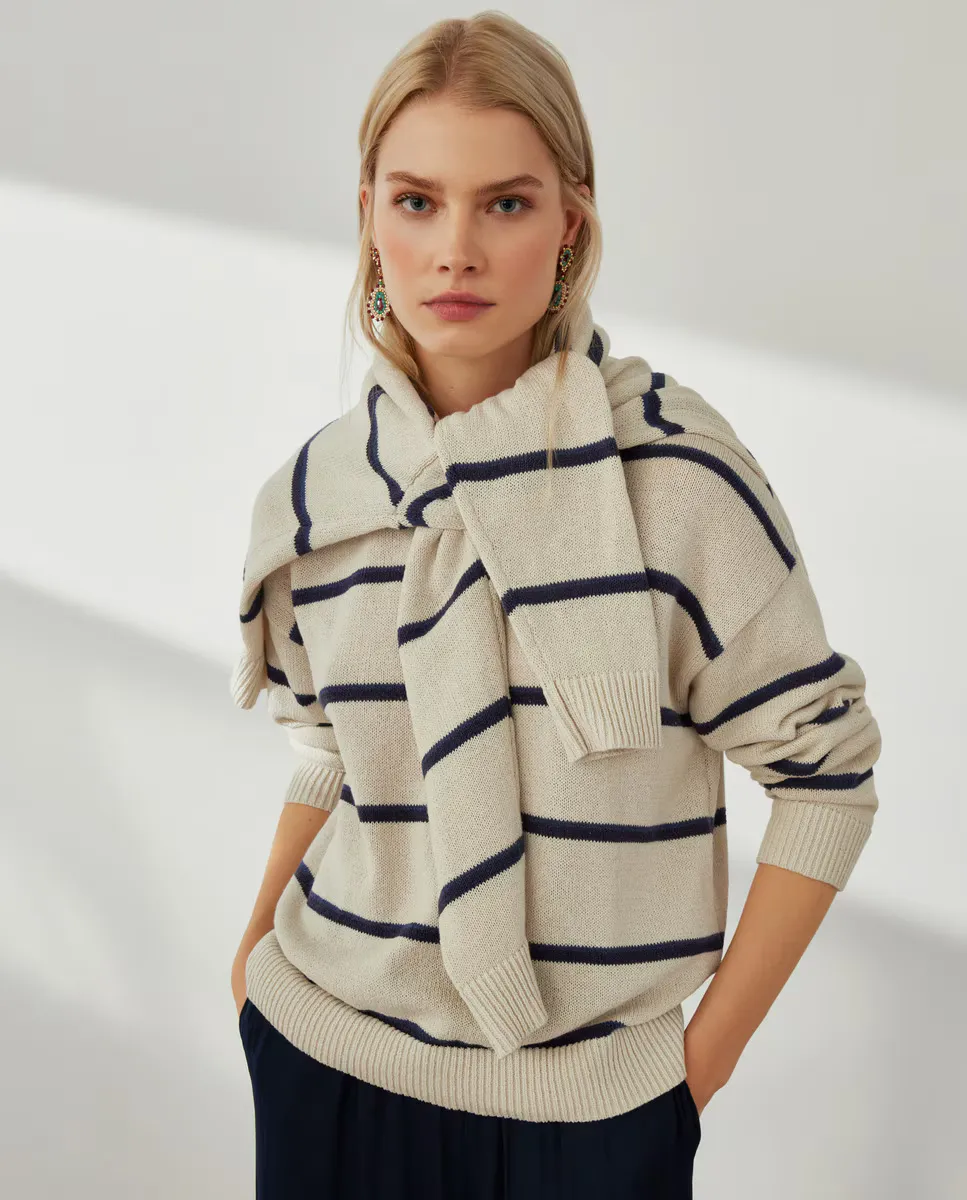 

Женский свитер с круглым вырезом и длинными рукавами Southern Cotton, синий