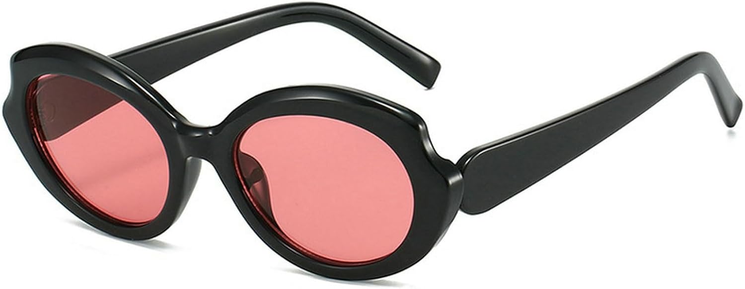 

Ретро овальные солнцезащитные очки для женщин и мужчин, маленькие солнцезащитные очки в стиле 90-х, модные круглые очки, милые дизайнерские солнцезащитные очки mincl, Black Red